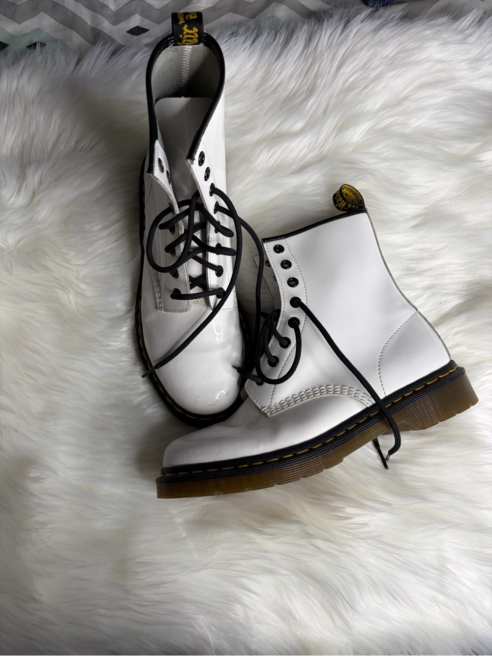 Dr.Martins White Combat Boots Size 9